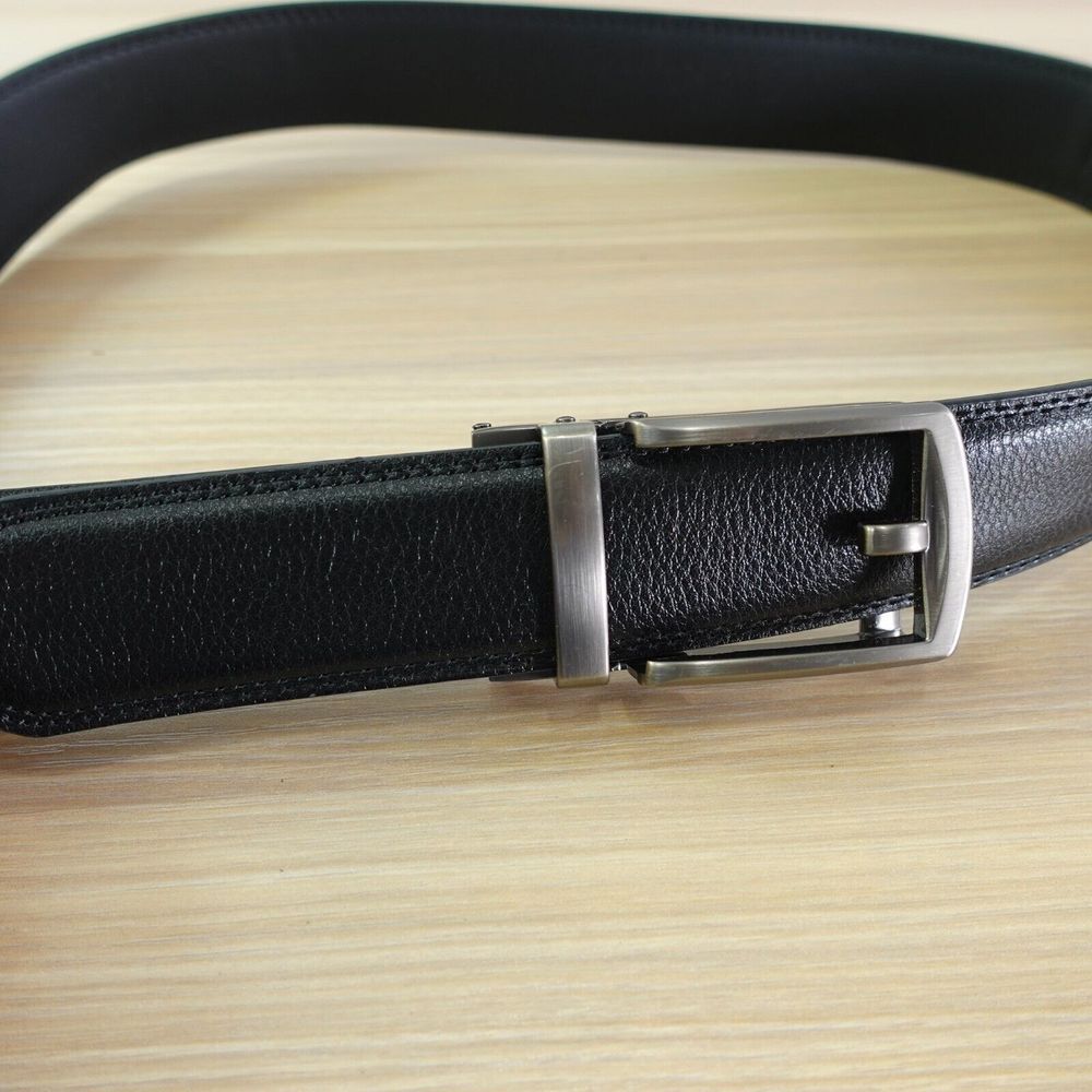Black‎ Dress Belt Men 32 Small Leather Ratchet No Holes Slider Slide Formal